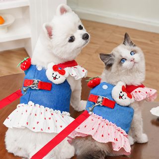 오리지널 가슴 멜빵 애완견 고양이 옷 테디 비숑 파투 시나리 고양이 원피