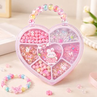 어린이 DIY 비즈 공예 세트 팔찌 목걸이 만들기 컬러 구슬 재료함