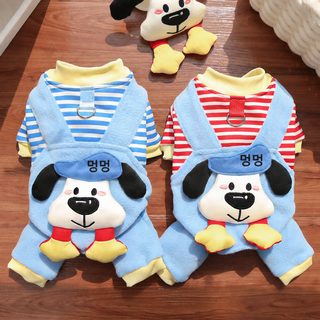 강아지 네발옷 가을/겨울 기모 보온 캐릭터 의상 고양이 강아지 옷 소형견