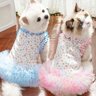 여름 신상 고양이 강아지 프린트 가정복 에어컨복 아이스 프린세스풍 레이