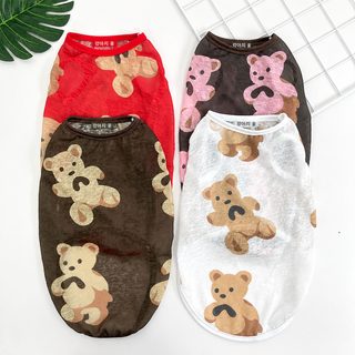 큰 강아지 봄여름 조끼 옷 애완동물 용품 강아지 고양이 큰 곰 프린트 코키