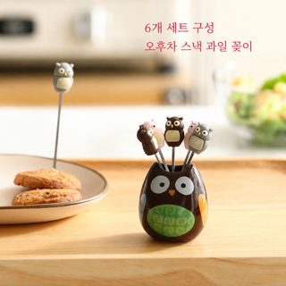귀여운 부엉이 높은 용모치 가정용 과일 포크 창의 실리콘 식품급 과일 포