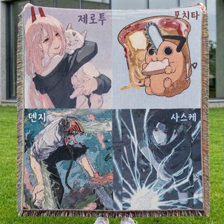 만화 애니메이션 패치워크 담요 130×160cm 거실 사무실 낮잠 캠핑 에어컨 숄