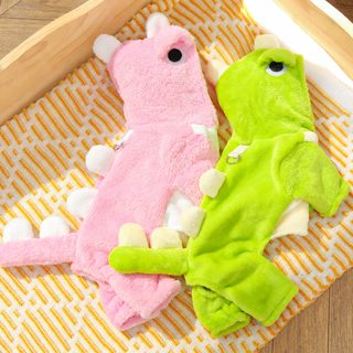가을겨울 강아지 고양이 플란넬 기모 올인원 공룡 변신옷 사족 보온 반려동