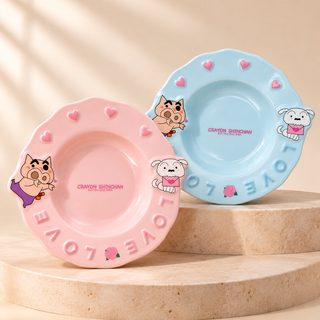 하트 양각 도자기 접시 파스텔 원형 반찬 디저트 플레이트