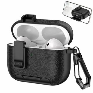 적용 airpodspro3 이어폰 케이스 핸드폰 브래킷 잠금 단추 pro2 가죽 무늬 케이스 airpods4/5 이어폰 케이스