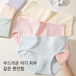 코튼 95% 이상 여성 팬티 10A 항균 안감 통기성 중허리 삼각팬티