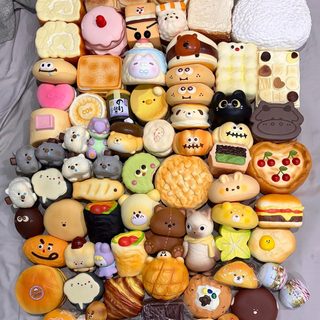 느린 복원 빵·디저트 모양 말랑이 스트레스 해소 장난감 키링