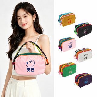 MZTKIN 스마일 자수 여성 미니 크로스백 핸드백 가벼운 캐주얼 여행용