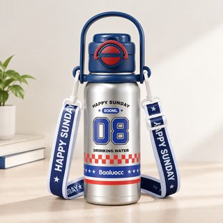 316 스테인리스 800ml 보온병 손잡이 스트랩 빨대형