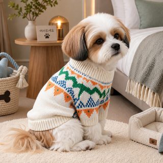 PETCIRCLE 애완동물 옷 춘추 소형견 통기 스킨케어 방한 페르섬 컬러 스웨터