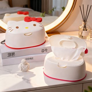 산리오 쿠로미·KT캣 자동 팝업 대용량 티슈 케이스 데스크톱 카툰 수납함