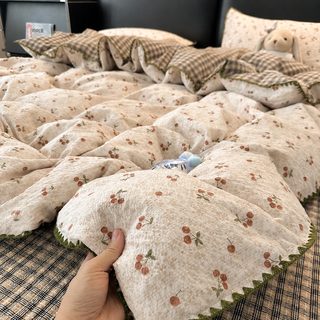 순면 침대커버형 사계절 4종 침구세트 80수 워싱 프릴 퀼팅 인스타 감성 침