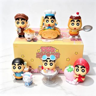 짱구는 못말려 맛있는 봄날부 시리즈 블라인드 박스 PVC 미니 피규어 6종 세