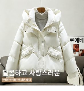 여성 겨울 후드 패딩 점퍼 두꺼운 보온 루즈핏 지퍼 외투