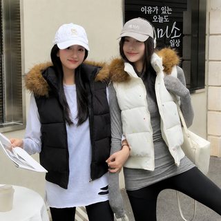 2026 가을 겨울 신상 한국판 오버핏 면 조끼 여자 쇼트 젊은 엄마 베프룩 털