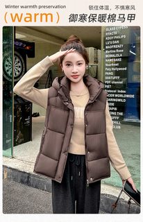 爆款时尚连帽加厚羽绒棉马甲女2026年秋冬款时尚宽松百搭坎肩外套