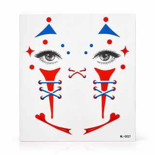 크로스보더 할로윈 광대 얼굴 문신 스티커 방수 지속 유럽과 미국 Joker 어린