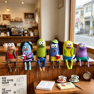 비키니시티 주민 행인 물고기 못난이 PVC 피규어 데스크 장식 블라인드박스