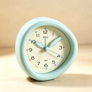귀여운 무소음 데스크톱 알람 시계 학생 어린이용 포인터 숫자 시계