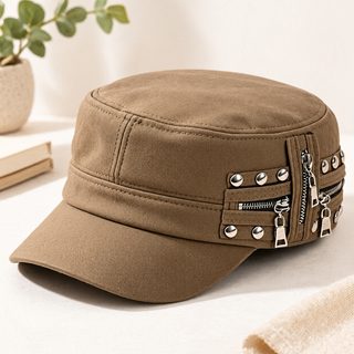 가을 겨울 소대중 가죽 개성 오리털모자 트렌드 백합 캐주얼 신문 아동모 달콤 쿨 패션 고질감 모자 자녀