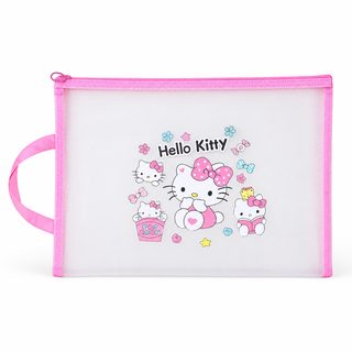 A4 나일론 메쉬 지퍼 파일백 KT 고양이 캐릭터 학생 문구 수납 자료가방