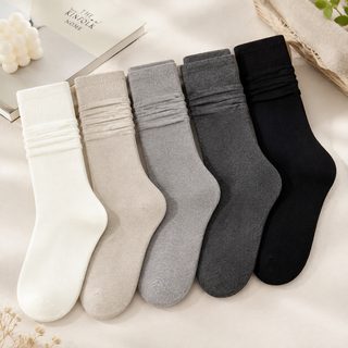 가는 세로줄 미디엄 스타킹 가을/겨울 보풀 더미 양말 더미 여자 백타카 색
