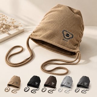 빈티지 백합 돔형 모자 가을 겨울 방한 귀보호 보온 비니 프리사이즈