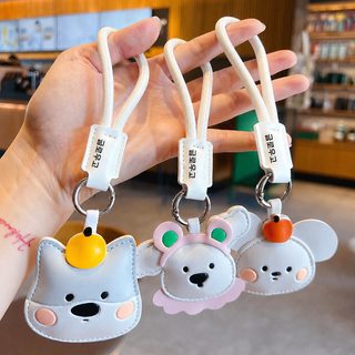 PU 가죽 강아지 키링 귀여운 커플 가방 장식 인형 허스키 귀여운 강아지 선