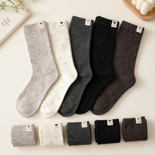 하트 love 버표 양말녀 miu 계통 세로줄 중통 양말녀 가늘게 양말을 쌓아 심플하다 가을 겨울 붐