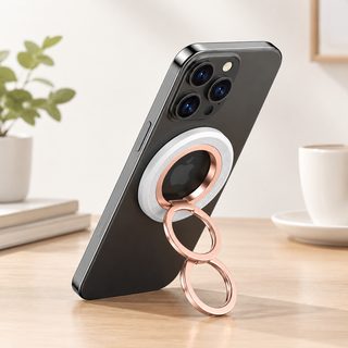 360도 회전 접이식 알루미늄 맥세이프 듀얼링 자석 스마트폰 탁상 거치대