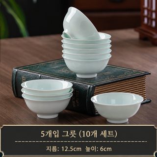 징더전 영청유 고백자 식기세트 무지 원형 밥공기 접시 가정용 중식 도자기