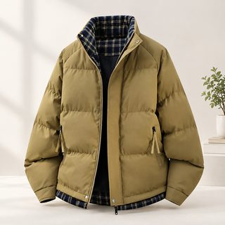 2026 신상 패션 접합 충돌색 두꺼운 보온복 겨울 헐렁헐렁하고 편안한 입깃 헐렁한 캐주얼 솜저고리