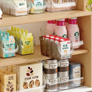 투명 대형 간식 수납함 칸막이형 책상 정리함 일회용 컵 보관함