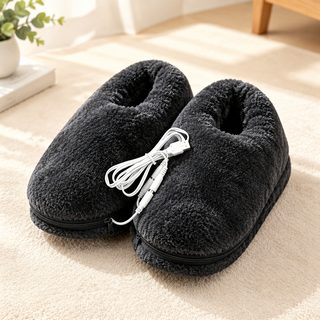 USB 발열 실내화 남녀공용 겨울 털슬리퍼 3단계 온도조절