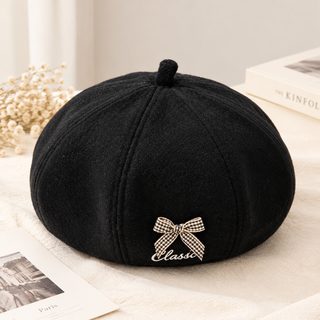 프랑스식 빈티지 베레모 기질 달콤한 리본 화가 모자 백합현 얼굴 애호박 모자 가을 겨울 모자녀