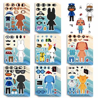 Animal Hospital plush 공포 동물 병원 make face 스티커 익지 친자 스티커 8 장