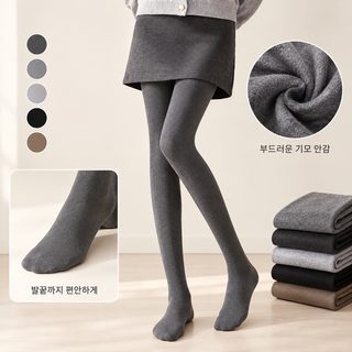 여성 울 코튼 혼방 기모 레깅스 겨울 보온 도톰한 유발 타이즈 미세압박 스