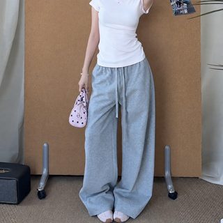나른하고 느슨한 느낌의 그레이 와이드 팬츠녀 2026년 여름 신상 슬랙스 날