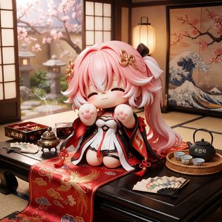 고양이 창리 Q버전 피규어 9cm PVC 애니 게임 캐릭터 모형 장식품 선물