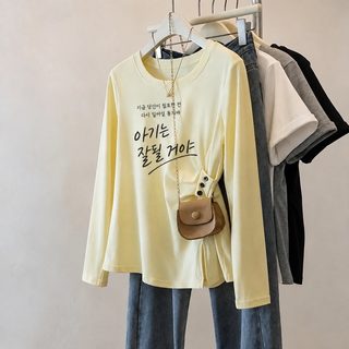 고퀄리티 92면 + 백팩 칼라 큰 사이즈 여성복 신상 뚱뚱 mm 프린트 티셔츠녀