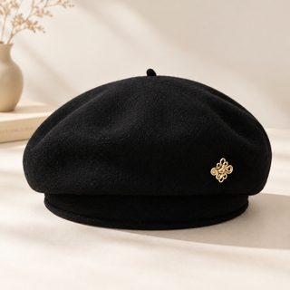 여성 양모 베레모 중국 매듭 장식 가을 겨울 방풍 보온 화가 모자