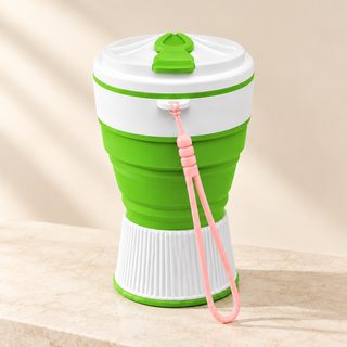 실리콘 접이식 물컵 500ml 스트랩 휴대용 운동 등산