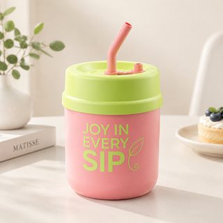 304 스테인리스 이중 보온 보냉 빨대 텀블러 520ml 휴대용 커피컵