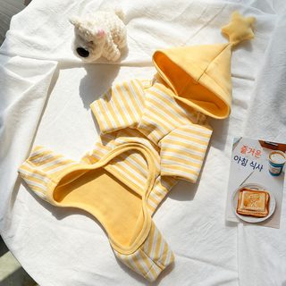 신상품 부드러운 바람 고양이 옷 가을 겨울 도매 노란색 줄무늬 후드 네 다