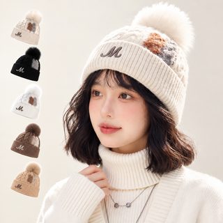 가을 겨울 방풍 보온 털모자 달콤하고 귀여운 비니 패션 백합 커버 모자 얼