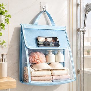 浴室防水挂袋卫生间洗漱用品袋子洗澡篮放衣服手机防水神器收纳袋