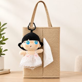 차량용 걸이형 티슈 케이스 봉제인형 장식 휴지 수납 가방