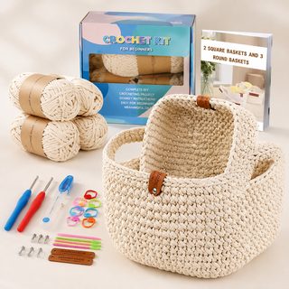 코바늘 뜨개질 수납바구니 블랭킷 만들기 DIY 키트 영문 설명서