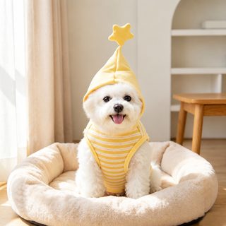강아지 옷 신상 원기 귀여운 줄무늬 별 후드 조끼 견인 테디비곰 강아지 옷
